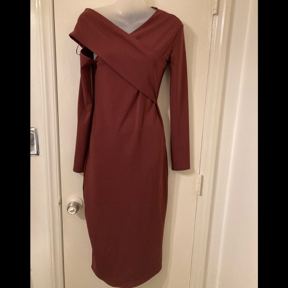 New Zara Form Fitting Dress Elegant Sexy Formal Club Maroon Purple Size Small